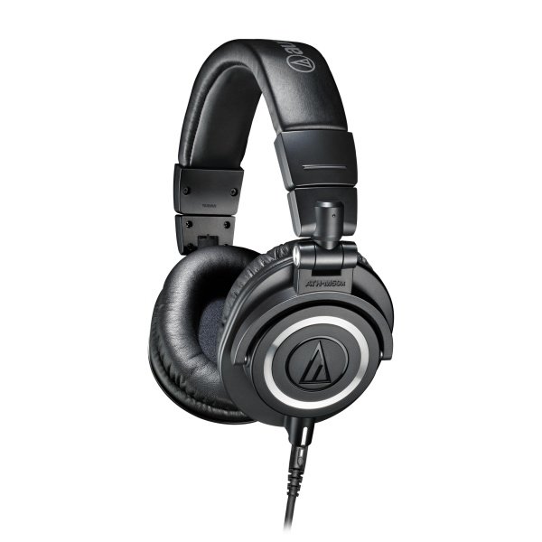 Audio-Technica ATH-M50X Professional Studio Monitor Headphones, Black, Professional Grade, Critically Acclaimed, with Detachable Cable | Closed-Back, 45mm Drivers, 3 Detachable Cables Included, 6.3mm Adapter, Foldable Swivel Earcups, 38ω Impedance