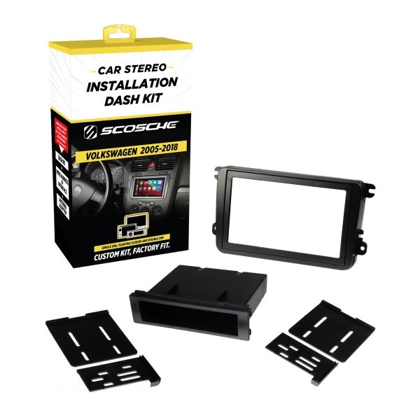 Scosche VW2317AB Double DIN or Single DIN + Pocket Radio Install Dash Kit Compatible with Select 2005-18 Volkswagen Vehicles - Aftermarket Car Stereo Installation - See Guide in Images for Vehicle Fit